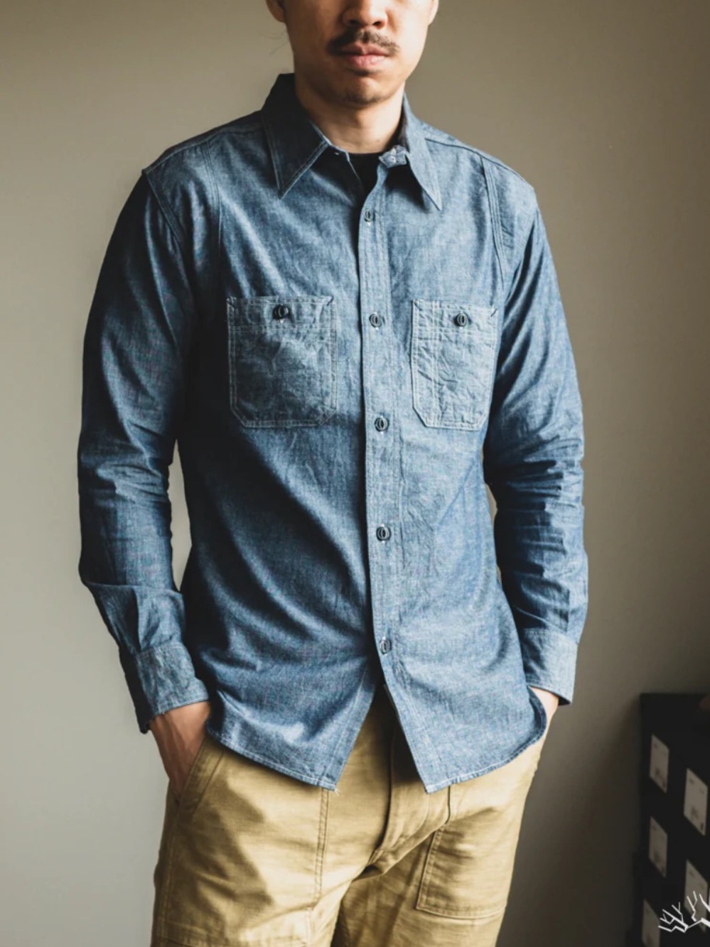 The Rite Stuff Heracles Work Shirt - 5oz Chambray Japanese selvedge Small